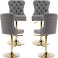 thumbnail image 1 of Grey Velvet Swivel Bar Stools Set of 4 with Upholstered Back, Adjustable Counter Height Barstools, Bar Chairs for Home Bar Kitchen Island Pub Restaurant (4 Pcs, Gray), 1 of 12