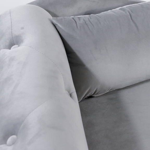 Grey Velvet with Storage - Comfortable Resting - Home - Durable Wood Structure
