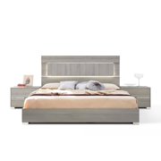 Grey Veneer LED Lighted Headboard King Bed Made In Italy VIG Modrest Ethan