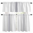 thumbnail image 1 of Grey Vertical Striped Kitchen Curtains Sets for Windows 36 Inch Length, White Modern Simple Geometric Rod Pocket Window Treatments Tier Curtains and Valances Set for Bedroom/Bathroom, 1 of 8