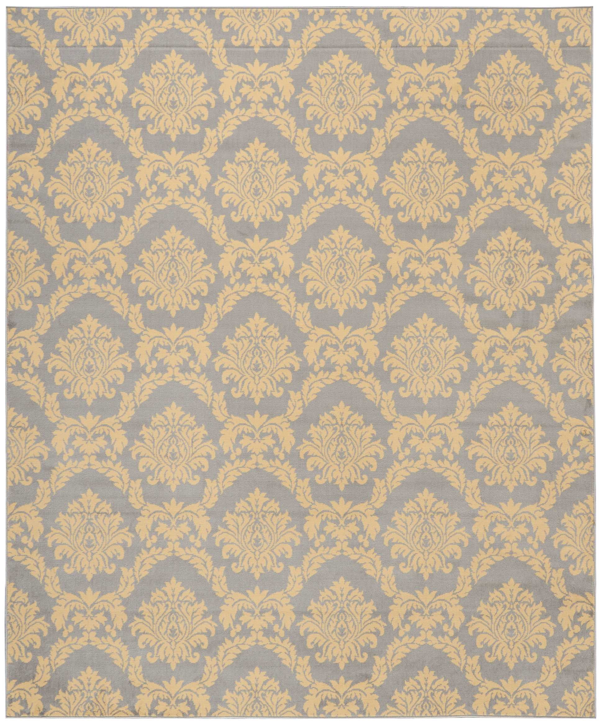 Grey Victorian Damask Area Rug by Pinewood Grove