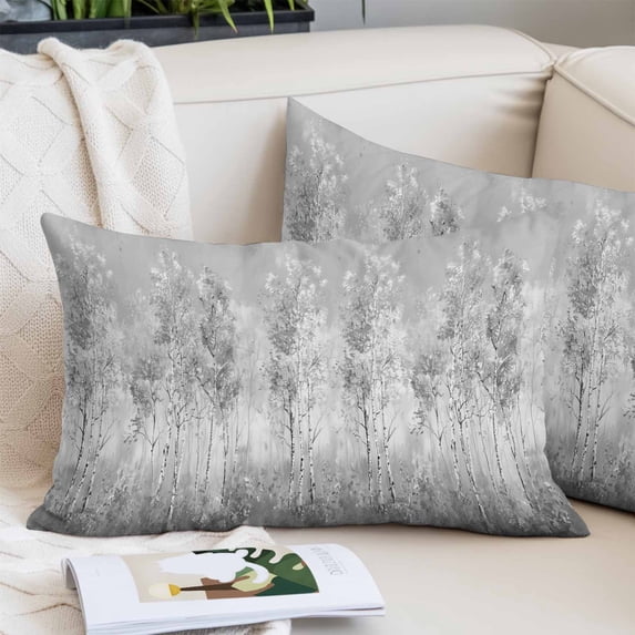 Grey Vintage Pillow Covers Queen, Modern Abstract Art Oil Paiting Soft Brushed Microfiber Breathable Throw Pillow Covers, Decorative Pillowcase with Zipper for Couch Sofa Bedroom Living Room 20"x30"