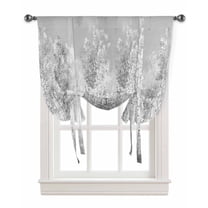 Grey Vintage Tie Up Curtains for Kitchen Bathroom Bedroom Windows 54 Inch Length, Modern Abstract Art Oil Paiting Balloon Drape Curtains Shade Rod Pocket Drapery Curtain Panel, 42"x63"