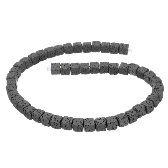 Grey Volcanic Rock Beads 8mm Essential Oil Diffuser Stone, Loose Square Bead (1 Strand, 47pcs)