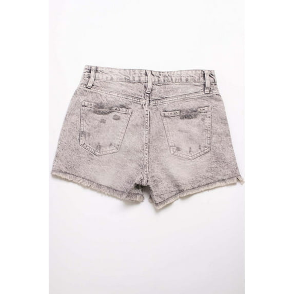 Ragstock Grey Washed High Rise Frayed Denim Shorts