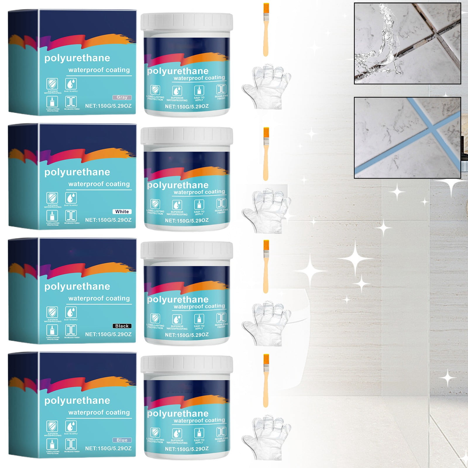 Grey Waterproof Leakproof Paint Clearance! Polyurethane Coating Polyurethane Coating Sealant Super Strong Polyurethane Roof Wall Leak Repair Coating 150G/5.29Oz