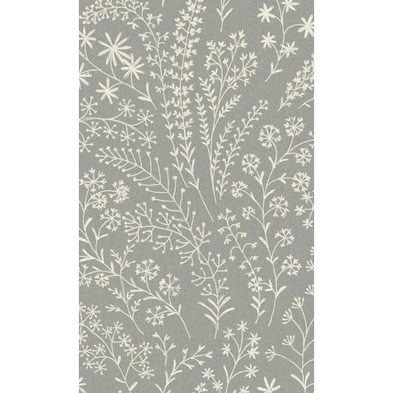 Grey Whimsical Leaf Trail Tropical Wallpaper R8392