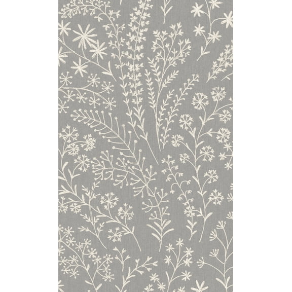 Grey Whimsical Leaf Trail Tropical Wallpaper R8392