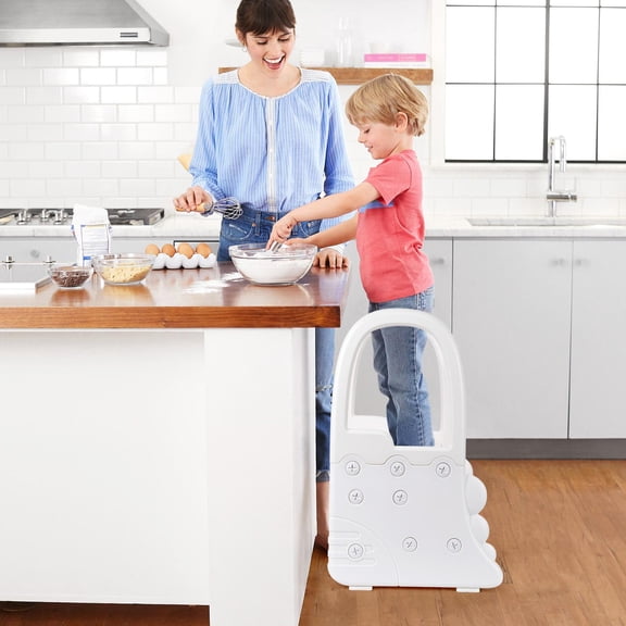 Grey & White 2-Step Toddler Step Stool with Handles, Non-Slip Sturdy Lightweight Plastic Stool, Kids Helper for Bathroom Basin Toilet Training Kitchen Counter