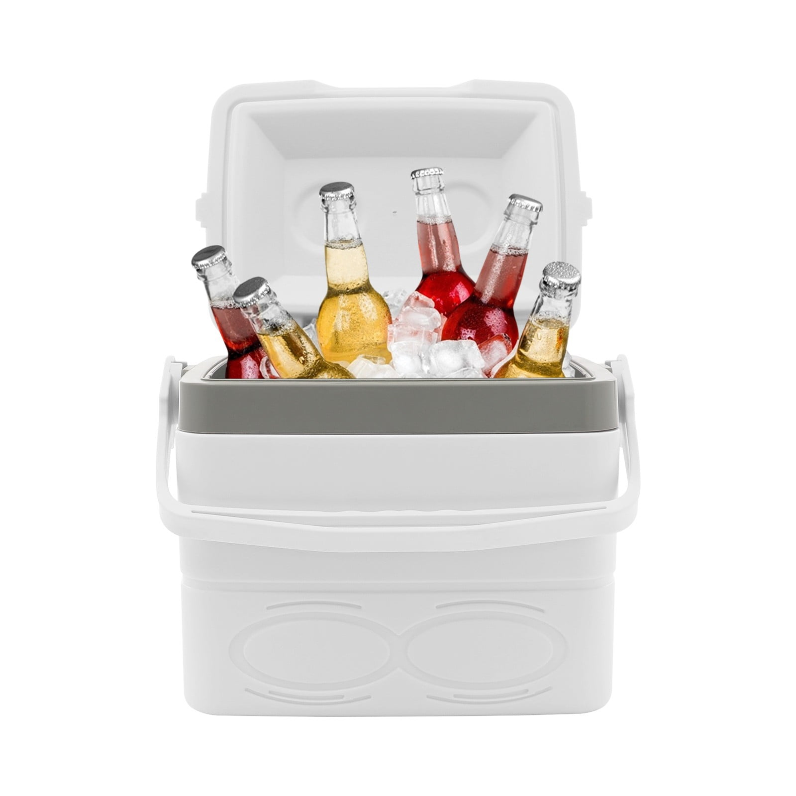 Grey + White 9Qt Insulated Ice Chest Box Portable Ice Chest Hard Cooler Box Lightweight Small Proof Ice Lunch Box with Handle Outdoor Ice Pack for Travel, Camping, Shopping