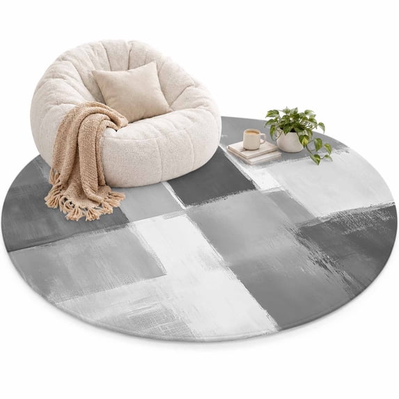 Grey White Area Rug 3', Graffiti Art Mottled Gradient Color Blocks ...
