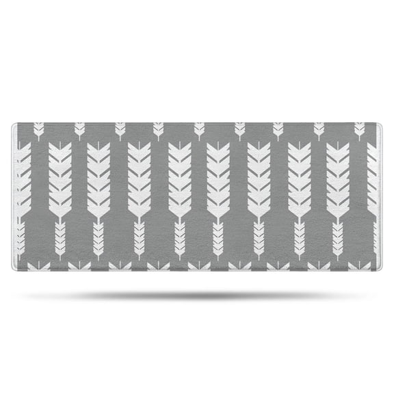 Grey and White Arrow Feather Pattern Bathroom Rugs Mat,Non Slip Microfiber Bathroom Rug,Rubber Backing,Soft Bathroom Mats for Bathroom Floor,Tub and Shower,60x24in(150x60cm)