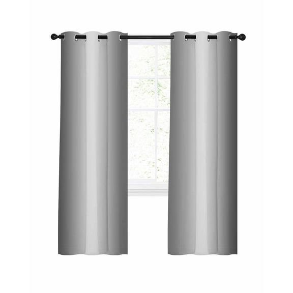 Grey White Blackout Curtains, Light Blocking Print Window Curtains, Gray Farmhouse Modern Rustic Thermal Insulated Window Drapes for Living Room Kitchen Cafe 2 Panels, 55"W x 39"L