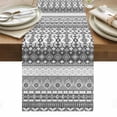 thumbnail image 1 of Grey White Boho Table Runner - 90 Inch Long, Kitchen Dining Table Runner Dresser Scarves, Vintage Ethnic Tribe Abstract Art Farmhouse Decor for Coffee Tables Wedding Party Banquet, 1 of 8
