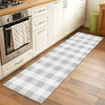 thumbnail image 1 of Grey White Buffalo Check 2x6 Kitchen Runner Rug, Farmhouse Plaid Modern Geometric Non-Skid Rubber Backing Large Rectangle Rugs - Living Room Bedroom Home Office, Indoor Floor Mat Carpets Washable Rug, 1 of 9