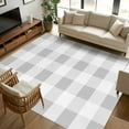 thumbnail image 1 of Grey White Buffalo Check 5x7 Area Rugs, Farmhouse Plaid Modern Geometric Non-Skid Rubber Backing Large Rectangle Rugs - Living Room Bedroom Home Office, Indoor Floor Mat Carpets Washable Rug, 1 of 9