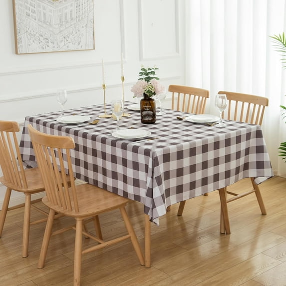 Grey and White Buffalo Plaid Check Gingham Tablecloth - Rectangle/Oblong 60" X 102" Polyester Table Cover Reusable Water Resistant for Thanksgiving Christmas Holiday Decorations