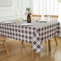 Grey and White Buffalo Plaid Check Gingham Tablecloth - Rectangle/Oblong 60" X 102" Polyester Table Cover Reusable Water Resistant for Thanksgiving Christmas Holiday Decorations