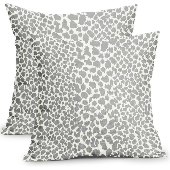 Grey and White Cheetah Pillow Covers 18x18 Inch Set of 2 Modern Leopard Print Outdoor Decorative Throw Pillows Animal Spots Rustic Farmhouse Pillowcases Cotton Linen Cushion Covers for Couch Decor