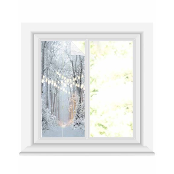 Grey White Christmas Window Privacy Film Stained Glass Window Film Decorative Windows Cover Static Windows Cling for Glass Door Xmas Tree Snowflake Forest Stickers for Bathroom 17.7"x39.3"
