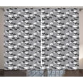 thumbnail image 1 of Ambesonne Grey and White Curtains 2 Panel Set, Retro Bird Flower, 108" x 90", Charcoal Grey White, 1 of 3