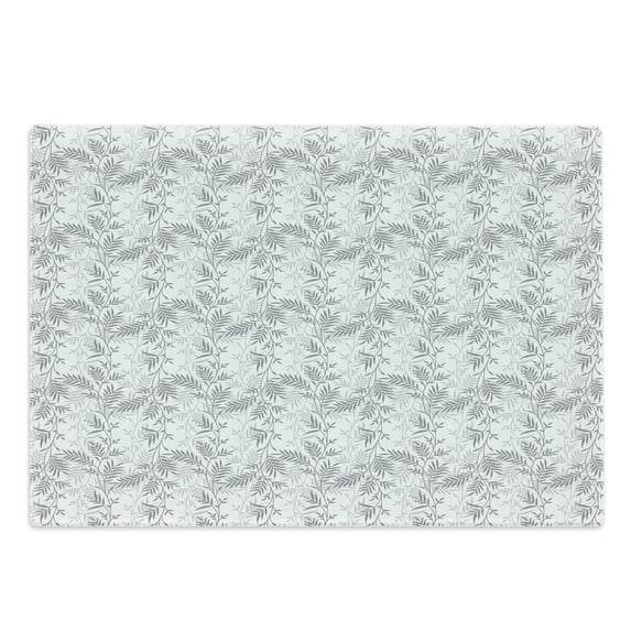 Grey and White Cutting Board, Monochrome Abstract Leaves Rural Field Romantic Natural Pattern, Decorative Tempered Glass Cutting and Serving Board, Large Size, Grey Pale Grey White, by Ambesonne