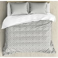 thumbnail image 1 of Grey and White Duvet Cover Set Queen Size, Middle Eastern Mosaic Antique Pattern Victorian Baroque Damask Influences, Decorative 3 Piece Bedding Set with 2 Pillow Shams, Grey White, by Ambesonne, 1 of 3