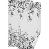 Grey White Eucalyptus Hand Towels for Bathroom Set of 2 Microfiber Vintage Watercolor Black Floral Leaf Plant Dish Kitchen Towels Decorative Bathroom Towels for Bath Guest Shower 14"x28"