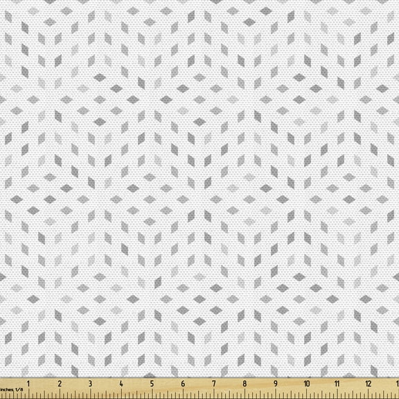 Ambesonne Grey and White Fabric by the Yard Upholstery, Mosaic Digital Art, 10 Yards, Grey White
