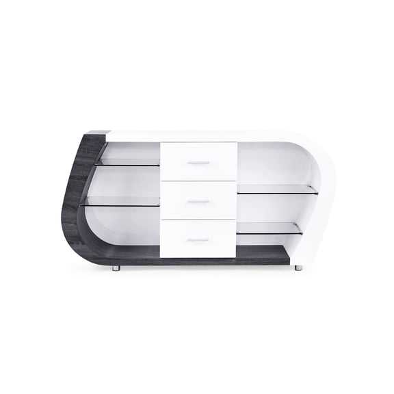 Grey - White Finish Buffet | Functional for Kitchen Pantry | MDF and Steel Structure | Solves Storage Scarcity