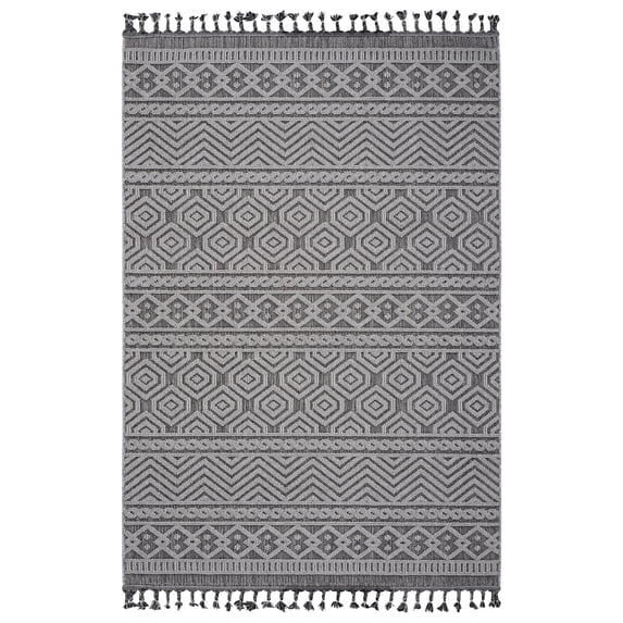 Grey/White Geometric Indoor Rug 6X9 / Non-Shedding, Durable for Home Use