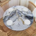thumbnail image 1 of Grey White Gold Marble Round Tablecloth with Elastic Edge Table Cover Waterproof Reusable Table Cloth for Holiday Kitchen Party Patio,M(45"-52"), 1 of 6