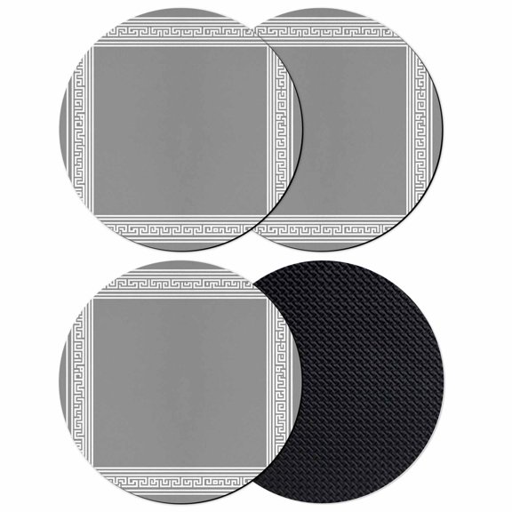 Grey White Greek Key Pattern Coasters for Drinks,Absorbent Non Slip Rubber Drink Coasters Set of 4 for Cup,Table,Bar,Home Decor, Geometric Modern