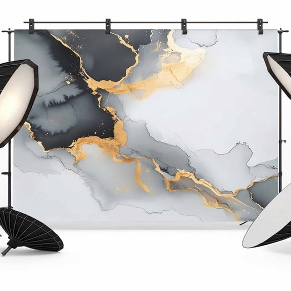 Grey White Marble Backdrop for Photoshoot, Photography Photo Studio Background Wall Backdrop, Ink Painting Modern Abstract Back Drop Banner Panel for Portraits Wedding Live Streaming Decor 7x5Ft