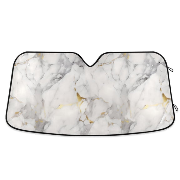Grey White Marble Car Windshield Sun Shade Foldable Car Front Window Visor Heat and UV Protection 53x23.5