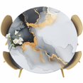 thumbnail image 1 of Grey White Marble Fitted Tablecloth with Elastic Edged, Round Table Cloth for Dining Table, Ink Painting Modern Abstract Waterproof Oil Proof Table Cover for Indoor Outdoor 45"-54", 1 of 9