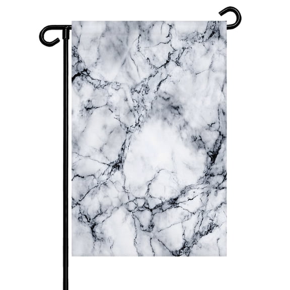Grey White Marble Garden Flag 12x18 Inch Modern Abstract Art Rock Wave Lines Stripe Double Sided Small Decorative Garden Flags for Outside, Outdoor Yard Porch Lawn Decoration