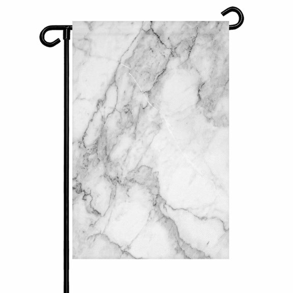 Grey White Marble Garden Flags for Outside Abstract Modern Textured Double Sided Yard Flags Outdoor House Decoration, Small 12X18 Inch,