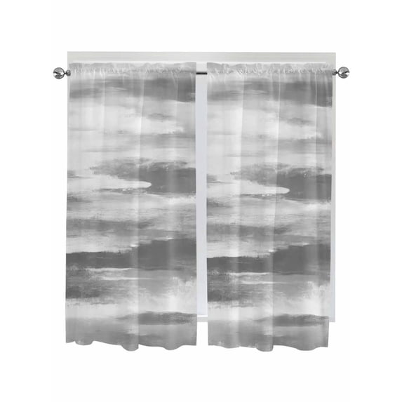 Grey White Ombre Living Room Curtains 72 Inches length, Abstract Art Oil Painting Modern Window Treatment Curtain Drapes, Light Filtering Drapes for Bedroom Laundry Room, 52"x72", 2 Panels