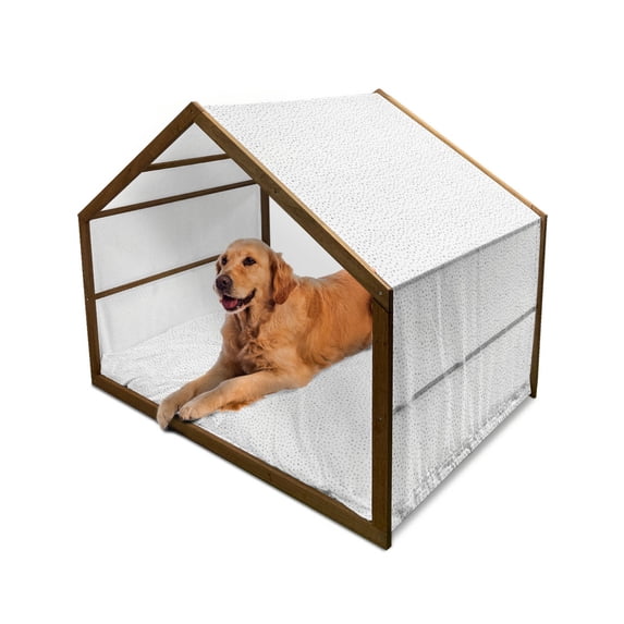 Dog Lover Pet House, Foot Prints of an Animal Pet Canine Marks Abstract Nature Themed Illustration, Outdoor & Indoor Portable Dog Kennel with Pillow and Cover, 5 Sizes, Grey White, by Ambesonne