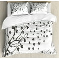 thumbnail image 1 of Grey and White Queen Size Duvet Cover Set, Maple Leaf Silhouettes Botanical Branches Autumn Illustration, Decorative 3 Piece Bedding Set with 2 Pillow Shams, Charcoal Grey and White, by Ambesonne, 1 of 3