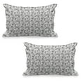 thumbnail image 1 of Grey and White Quilted Pillowcover Set of 2, Hand Drawn Inflorescence on Tender Spring Tree Branches Striped, Standard Queen Size Pillow Cover for Bedroom, 30" x 20", Grey and White, by Ambesonne, 1 of 1
