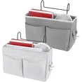 thumbnail image 1 of 2 Pieces Bed Pocket(Gray,White),Waterproof Canvas Bed Shelf Organizer Bedside Hanging Bedside Basket,Bed Pocket for Home Office School, 1 of 5