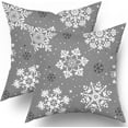 thumbnail image 1 of Grey White Snowflakes Christmas Pillow Covers 16x16 Set of 2 Xmas Snow Holiday Decoration Print Decorative Outdoor Pillowcases Seasonal Winter Farmhouse Throw Cushion Case Decor for Couch Sofa Bed, 1 of 6