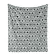 thumbnail image 1 of Grey and White Soft Flannel Fleece Blanket, Boho Style Greyscale Flower Motifs with Eastern Art Inspiration, Cozy Plush for Indoor and Outdoor Use, 70" x 90", Charcoal Grey and White, by Ambesonne, 1 of 5