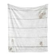 thumbnail image 1 of Grey and White Soft Flannel Fleece Blanket, Wooden Planks Horizontal Lines Rustic Timber Soft Tone Oak Background House Image, Cozy Plush for Indoor and Outdoor Use, 50" x 60", White, by Ambesonne, 1 of 5