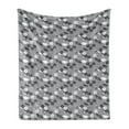 thumbnail image 1 of Grey and White Soft Flannel Fleece Throw Blanket, Bird Silhouettes Among Blooming Flowers and Leaves, Cozy Plush for Indoor and Outdoor Use, 70" x 90", Charcoal Grey White, by Ambesonne, 1 of 5