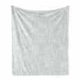 thumbnail image 1 of Grey and White Soft Flannel Fleece Throw Blanket, Doodle Style Botanical Leaves Pattern Shabby Ornamental, Cozy Plush for Indoor and Outdoor Use, 60" x 80", Grey White, by Ambesonne, 1 of 6