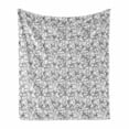 thumbnail image 1 of Grey and White Soft Flannel Fleece Throw Blanket, Rose Flowers Poppy Petals Fragrance Essence Botanical Beauty Monochrome, Cozy Plush for Indoor and Outdoor Use, 50" x 70", Black White, by Ambesonne, 1 of 6