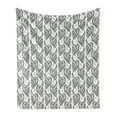 thumbnail image 1 of Grey and White Soft Flannel Fleece Throw Blanket, Swirling Leaves Flower Petals with an Abstract Design, Cozy Plush for Indoor and Outdoor Use, 60" x 80", Charcoal Grey and White, by Ambesonne, 1 of 6